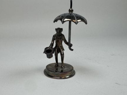 Small silver plated metal toothpick holder decorat