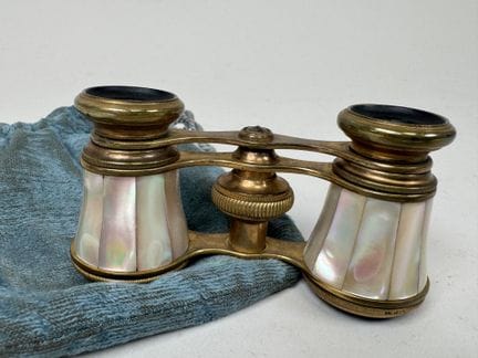 A pair of theater binoculars made of gilded metal 
