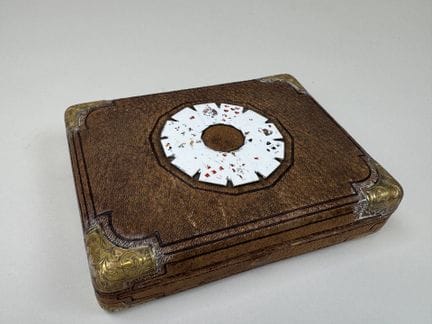 Rectangular playing card case made of leather and 