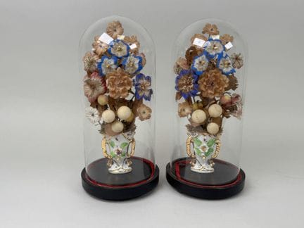 Pair of bridal globes made of blackened wood and d