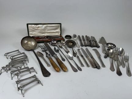 A large collection of silver plated, silver-lined,