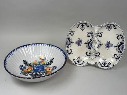 A set of polychrome earthenware pieces decorated w