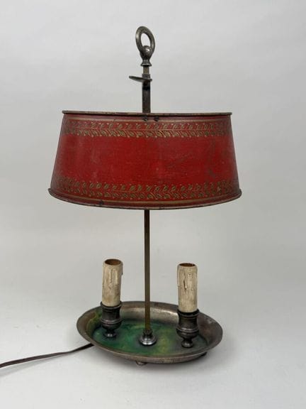 Small metal desk lamp, known as the "Bouillotte," 