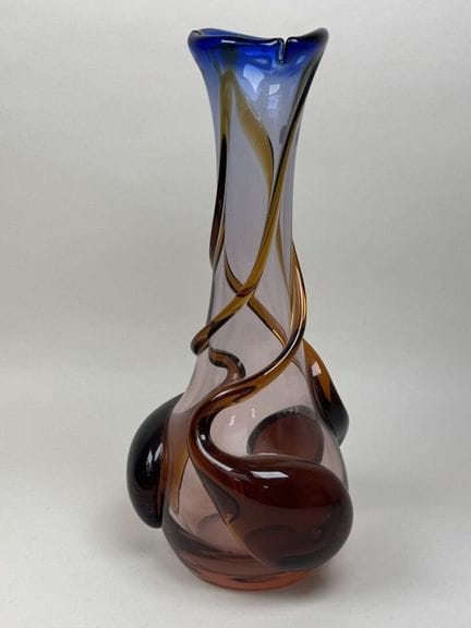 Grande vaso in vetro soffiato e colorato, realizza