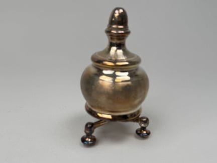 Small pepper mill made of guilloché silver-plated 