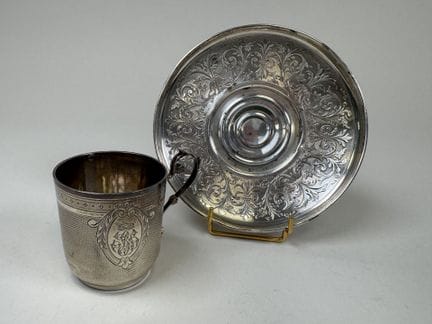 Set aus 950/1000er Silber, Minerva-Punzierung, bes