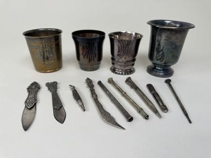 Set aus Silber und versilbertem Metall, bestehend 