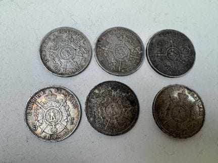 6 Stück à 5 Francs „Napoléon III“ aus den Jahren 1