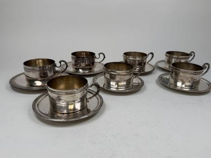 7 dinner sets, including 3 sets of silver plated c