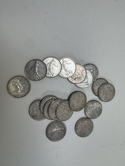 18-teiliges Set mit 5-Franken-Münzen „Die Säerin“.