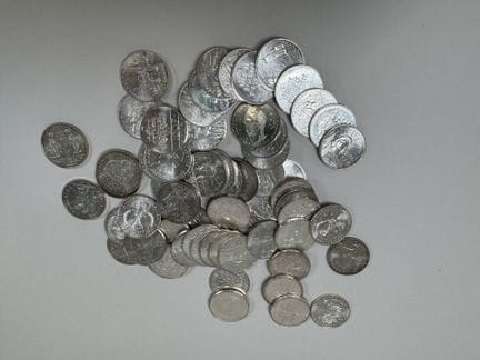 Bedeutendes 60-teiliges Set aus silbernen 100-Fran