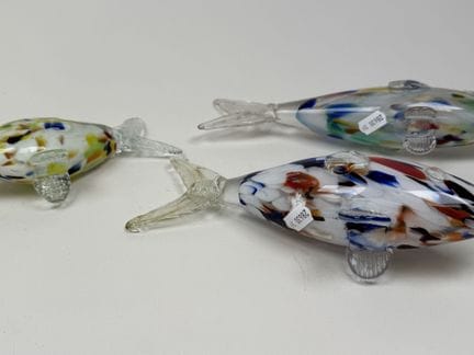 MURANO, siglo XX.
Tres piezas de cristal soplado y