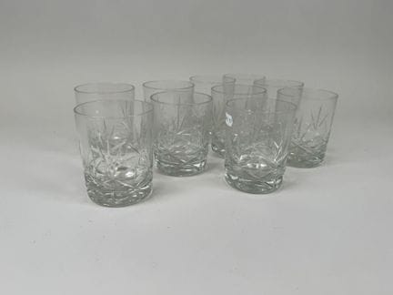 Juego de 10 vasos de whisky de cristal con motivos