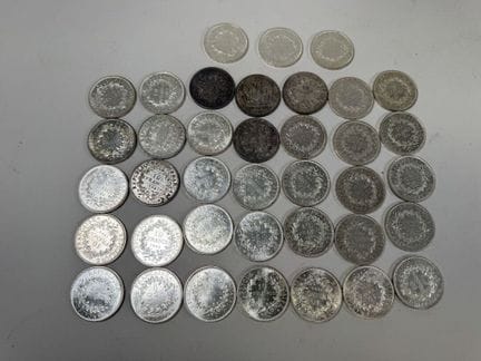 38-teiliges Set aus 10-Franken-Herkules-Silbermünz
