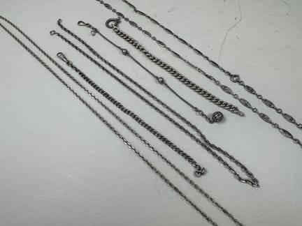 Set aus 3 Armbändern und 3 Halsketten aus Silber, 