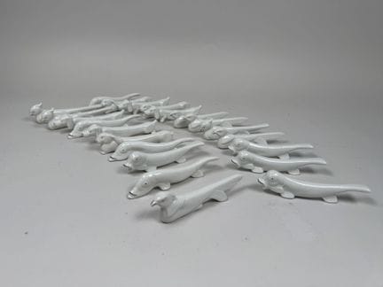 Set aus 22 Messerhaltern aus weißem Porzellan mit 