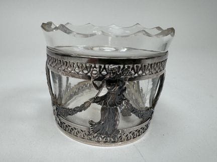 Tintenfass aus Formglas, Fassung aus 950/1000er Si