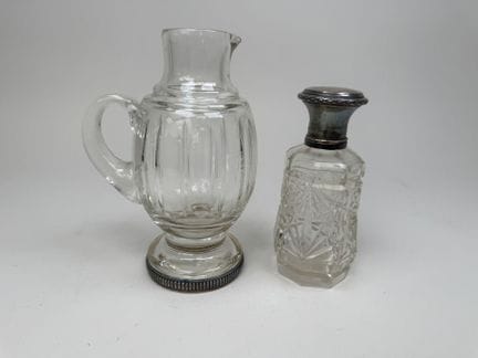Set aus Kristall und 950/1000er Silber, mit Minerv