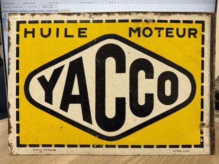 YACCO.
Plaque publicitaire rectangulaire double fa
