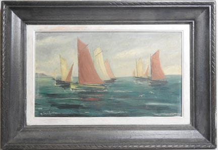 R. PRUD'HOMME (XXe).
Voiliers.
Huile sur toile sig