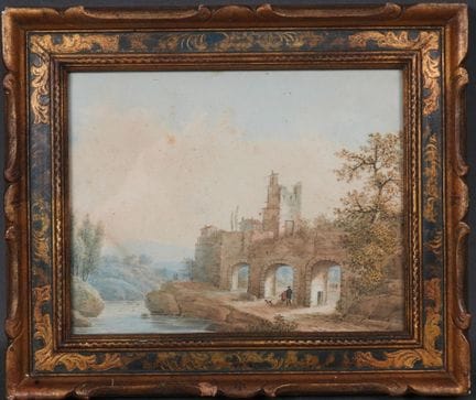 École du XIXe.
Aqueduc animé.
Aquarelle signée en 