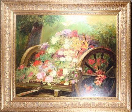 William MERCIER (1939).
La brouette fleurie.
Huile