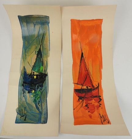Pierre MAS (1933).
Deux voiliers.
Deux huiles sur 