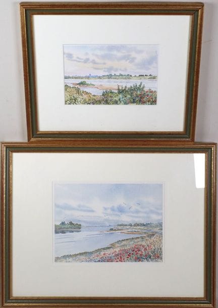 Pierre DUVAL (XXe).
Vues de Loire.
Deux aquarelles