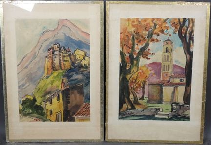 A. MARINI (XXe).
Vue du Touët et Clans.
Deux aquar