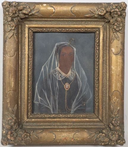 École du XIXe.
Portrait de femme au camée.
Dessin 