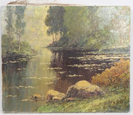 Émile GAUFFRIAUD (1877-1957).
Ruisseau.
Huile sur 