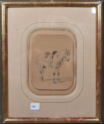 École du XIXe.
Le cheval.
Dessin.
12,5 x 9,5 cm.