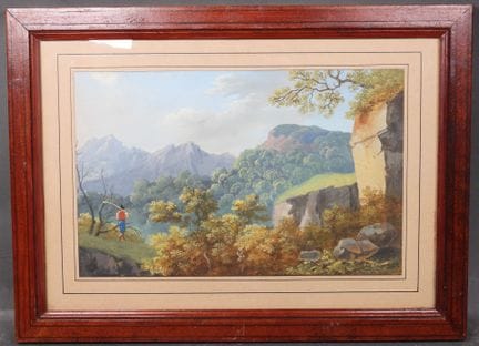 École italienne du XIXe.
Vue des hauteurs de Naple