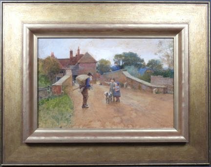 Luigi CHIALIVA (1842-1914).
Pont animé.
Aquarelle 