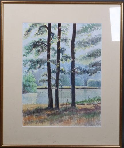 Gabriel KISSLING (1915).
Étang.
Aquarelle signée e