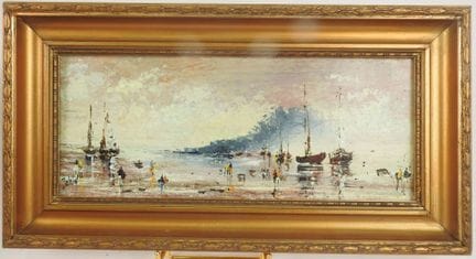 20th-Century School.
Seaside.
Oil on panel, signed