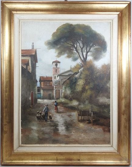 Guido BORELLI (XXe).
Urbino.
Huile sur toile signé