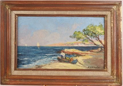 R. U. RINALDI (XXe).
Paysage de Méditerranée.
Huil
