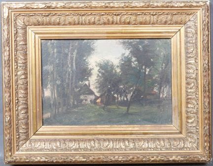 École du XIXe. 
Chaumière.
Huile sur carton.
17,5 