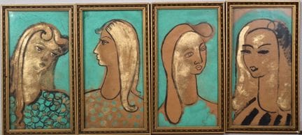 École du XXe.
Portraits de femmes.
Suite de quatre