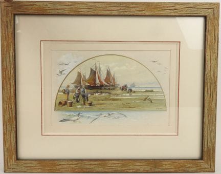 Léon HINGRE (1860-1926). 
Retour de pêche.
Aquarel