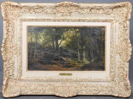 Henri Joseph HARPIGNIES (1819-1916).
Sous-bois.
Hu