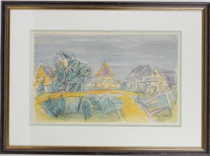 Jacques VILLON (1875-1963).
Maisons.
Lithographie 