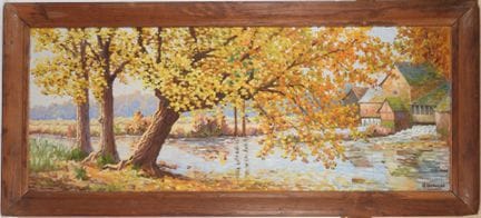 Georges  LATOUCHE (XXe).
Paysage à la rivière.
Hui