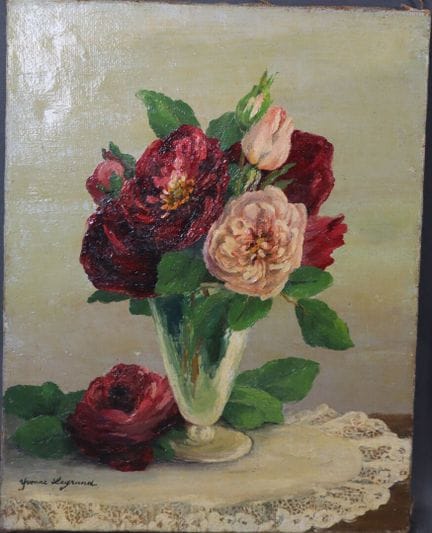 Yvonne LEGRAND (XXe).
Bouquet de fleurs.
Huile sur