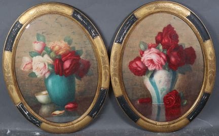 VORLEY (XIX-XXe).
Vases de fleurs.
Paire d'aquarel