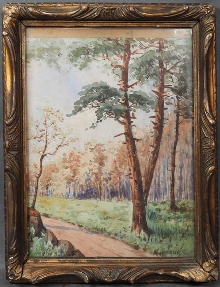 N. PASQUIE (XXe).
Sous-bois.
Aquarelle signée en b