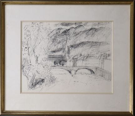 Guy BARDONE (1927-2015).
Le Pont.
Dessin à l'encre