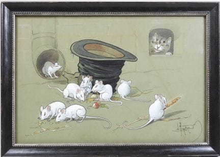 Léon HINGRE (1860-1926).
Les Souris blanches.
Goua
