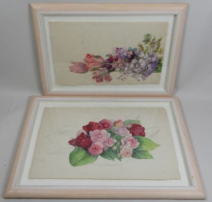 ELGA (XXe).
Les fleurs.
Deux aquarelles dont une s